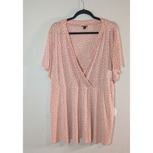 Torrid Women’s Size 4 Peach White Dot Print Short Sleeve Surplice Top Blouse